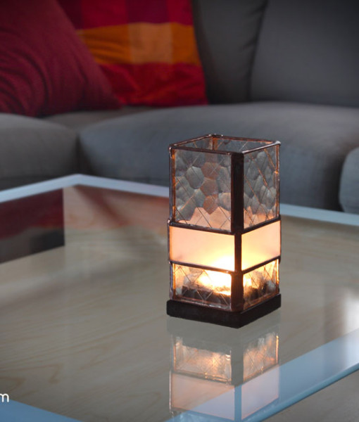 Wire Glass Candle Holder 3×6 Kris Art Glass