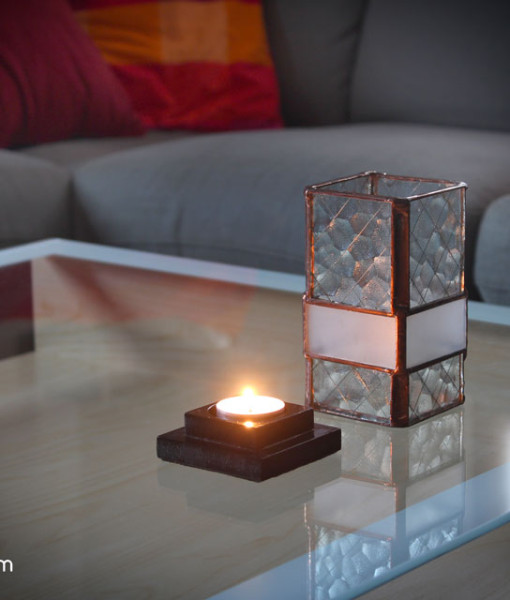 Wire Glass Candle Holder 3×6 Kris Art Glass